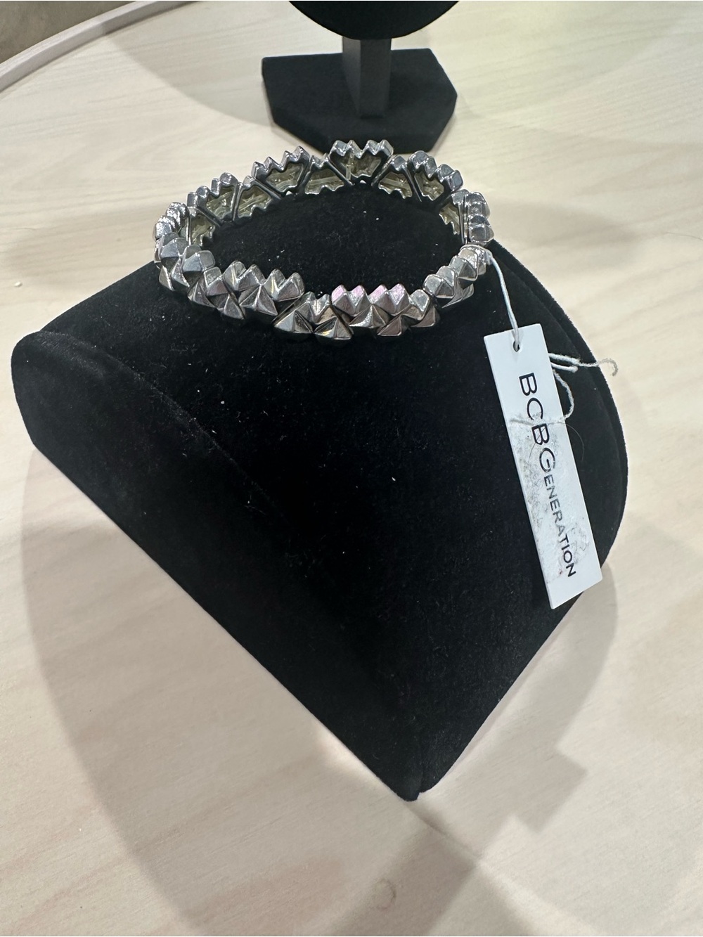 BCBGeneration Silver Geometric Stretch Bracelet New With Tags
